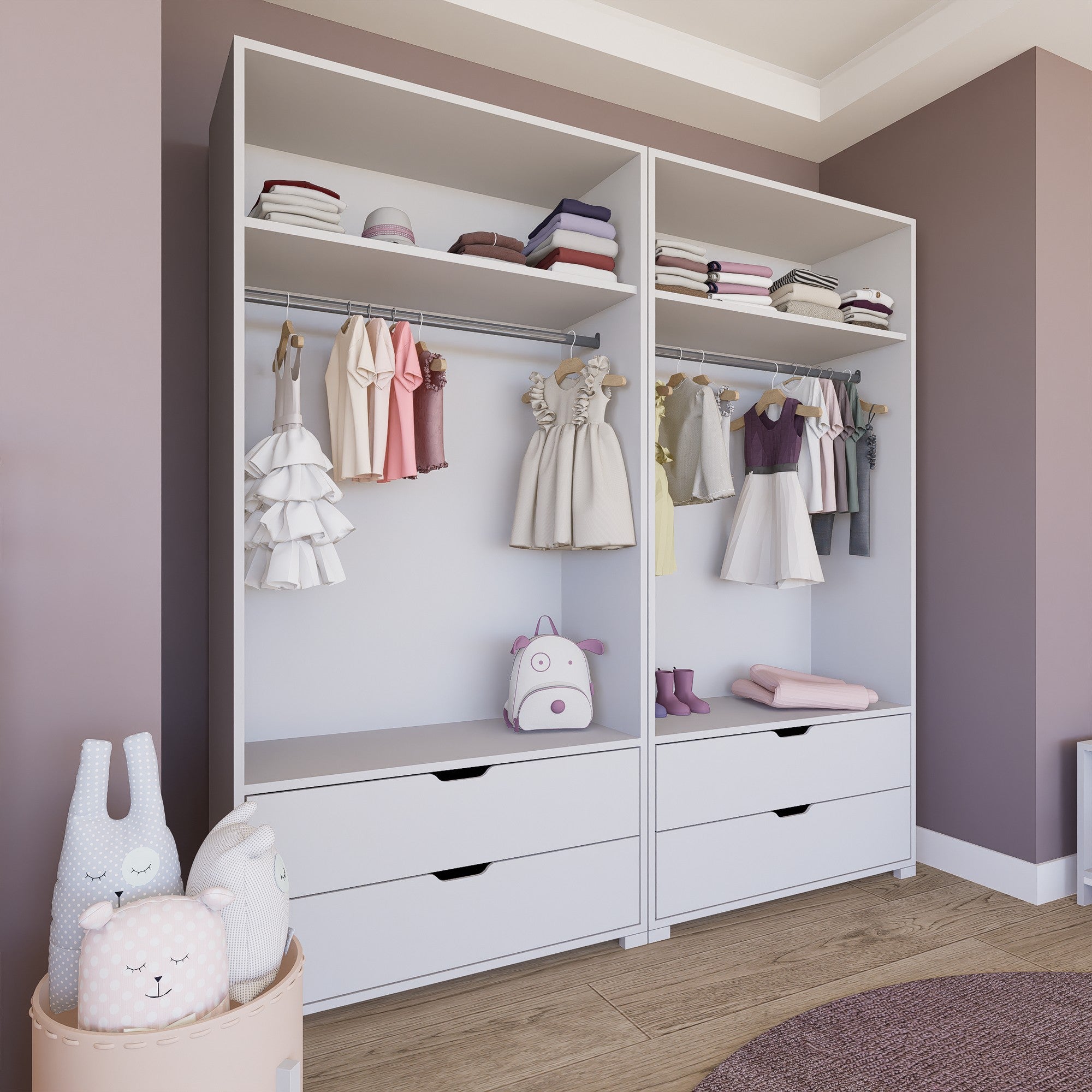 Guarda-roupa – 180 cm x 183 cm x 45 cm – Branco mate – Painéis de partículas