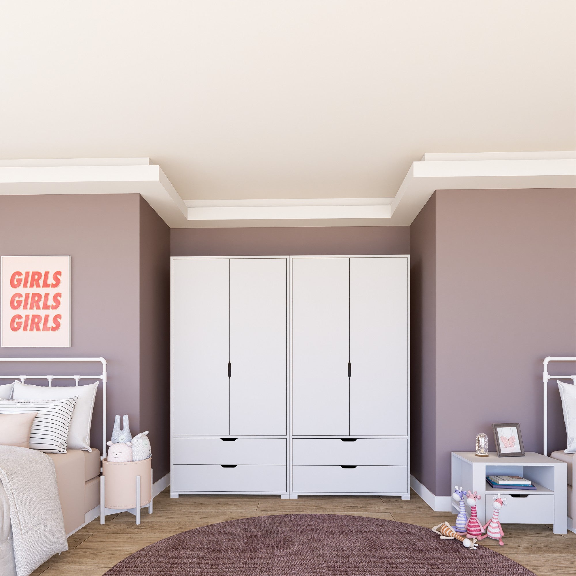 Guarda-roupa – 180 cm x 183 cm x 45 cm – Branco mate – Painéis de partículas