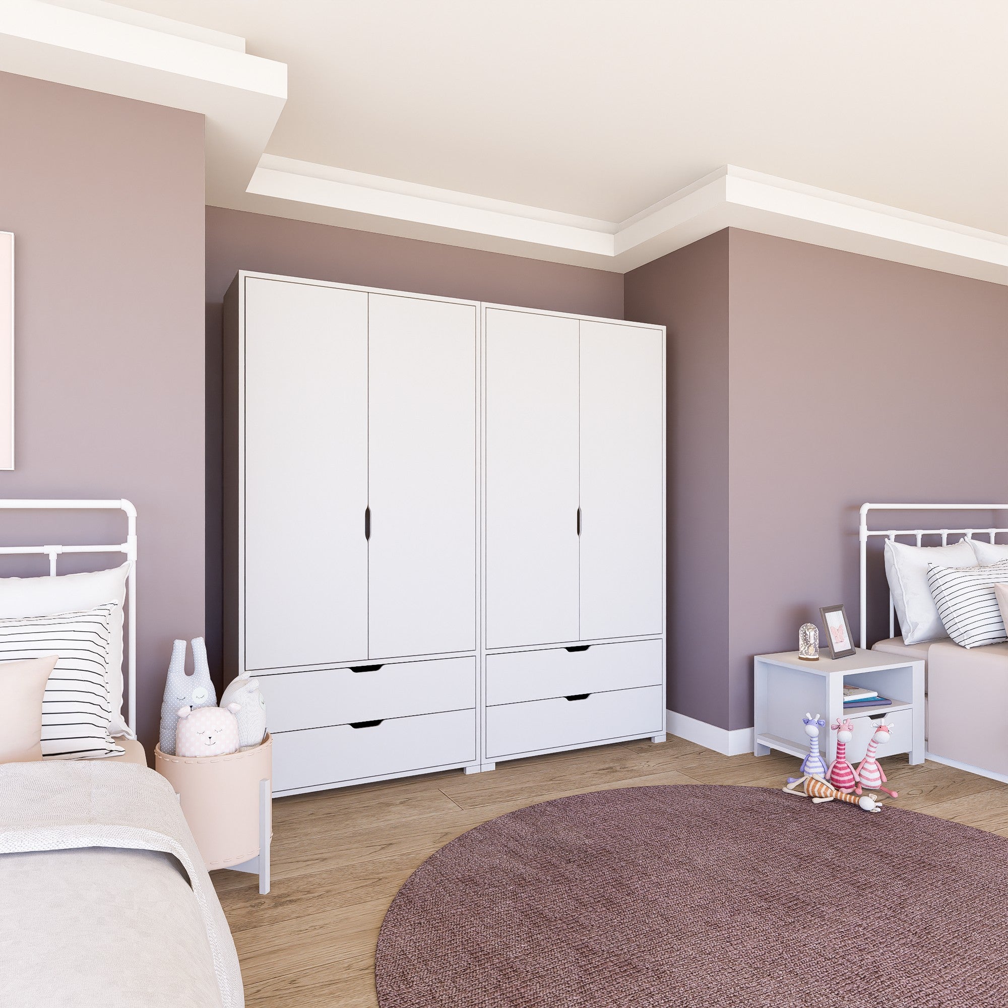 Guarda-roupa – 180 cm x 183 cm x 45 cm – Branco mate – Painéis de partículas