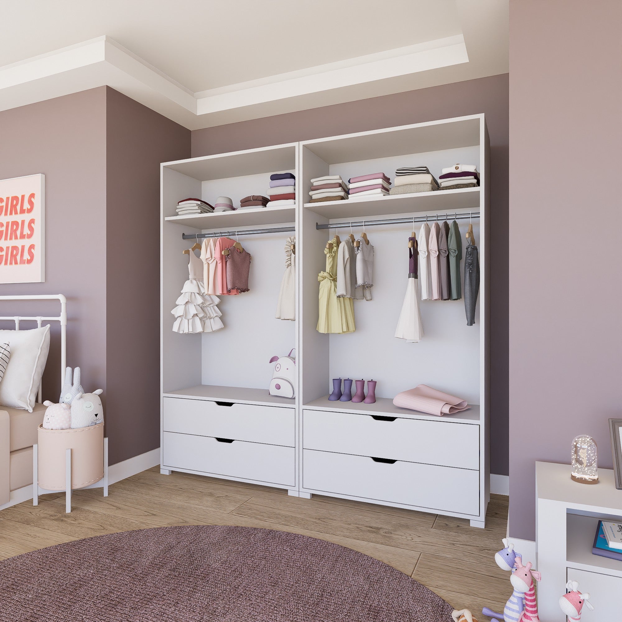 Guarda-roupa – 180 cm x 183 cm x 45 cm – Branco mate – Painéis de partículas