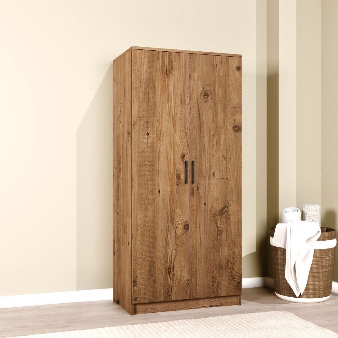 Guarda-roupa de MDF revestido de melamina – 80cm x 180cm x 51,8cm – Pinheiro Atlântico