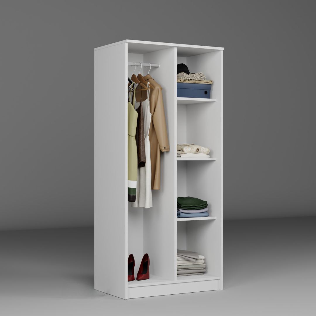 Guarda-roupa – 80 cm x 180 cm x 51,8 cm – Branco – MDF