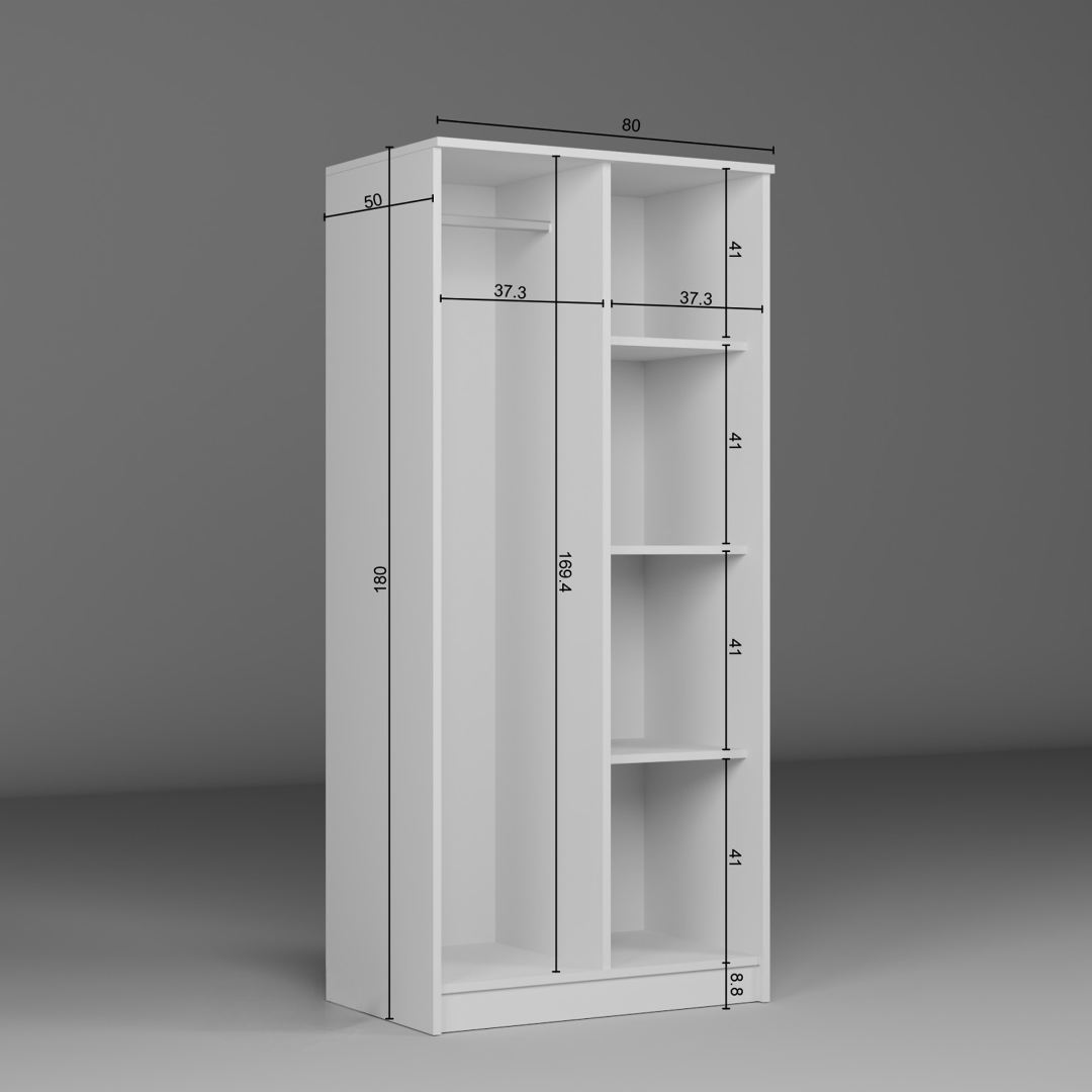 Guarda-roupa – 80 cm x 180 cm x 51,8 cm – Branco – MDF