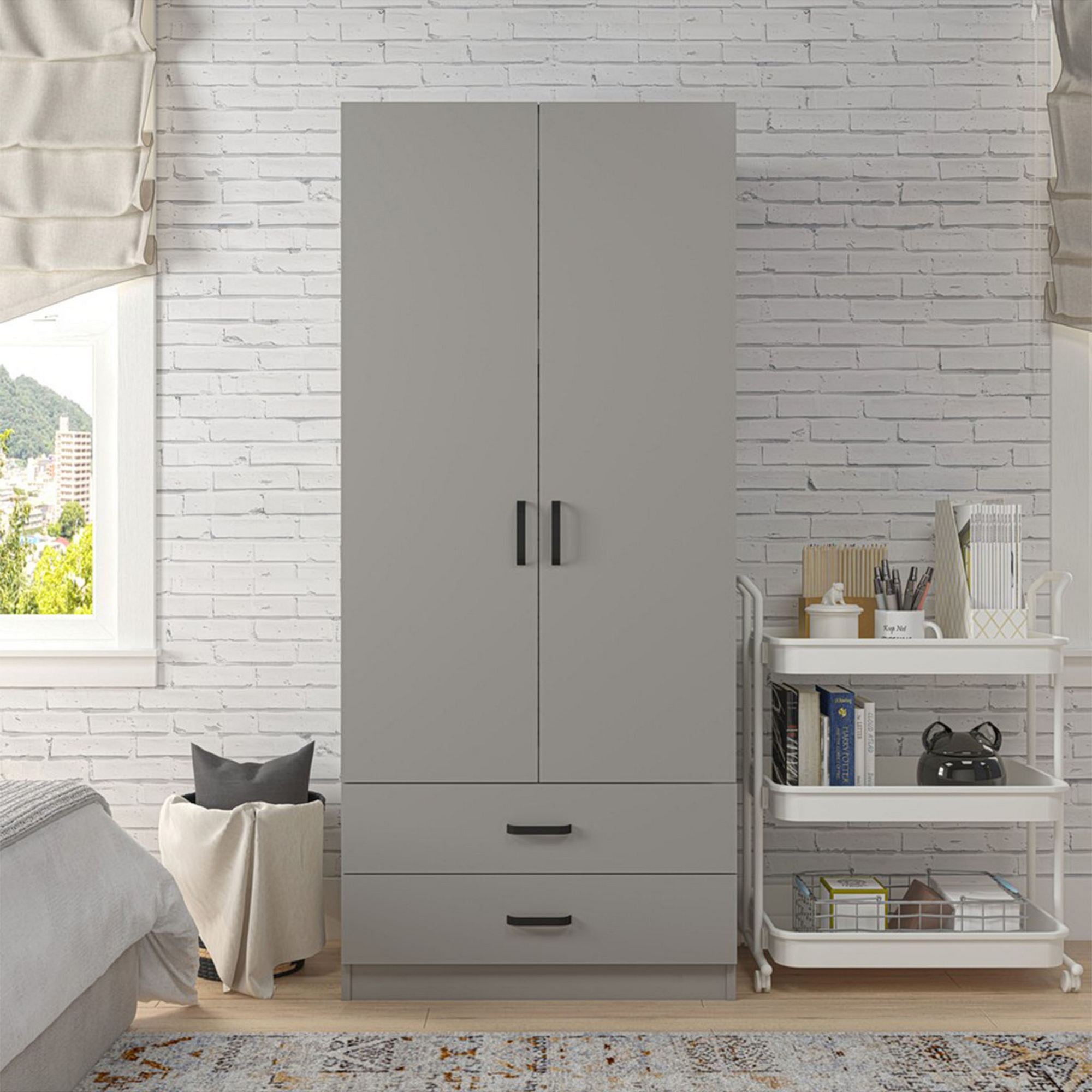 Guarda-Roupa – 80 cm x 182 cm x 47 cm – Cinza – MDF