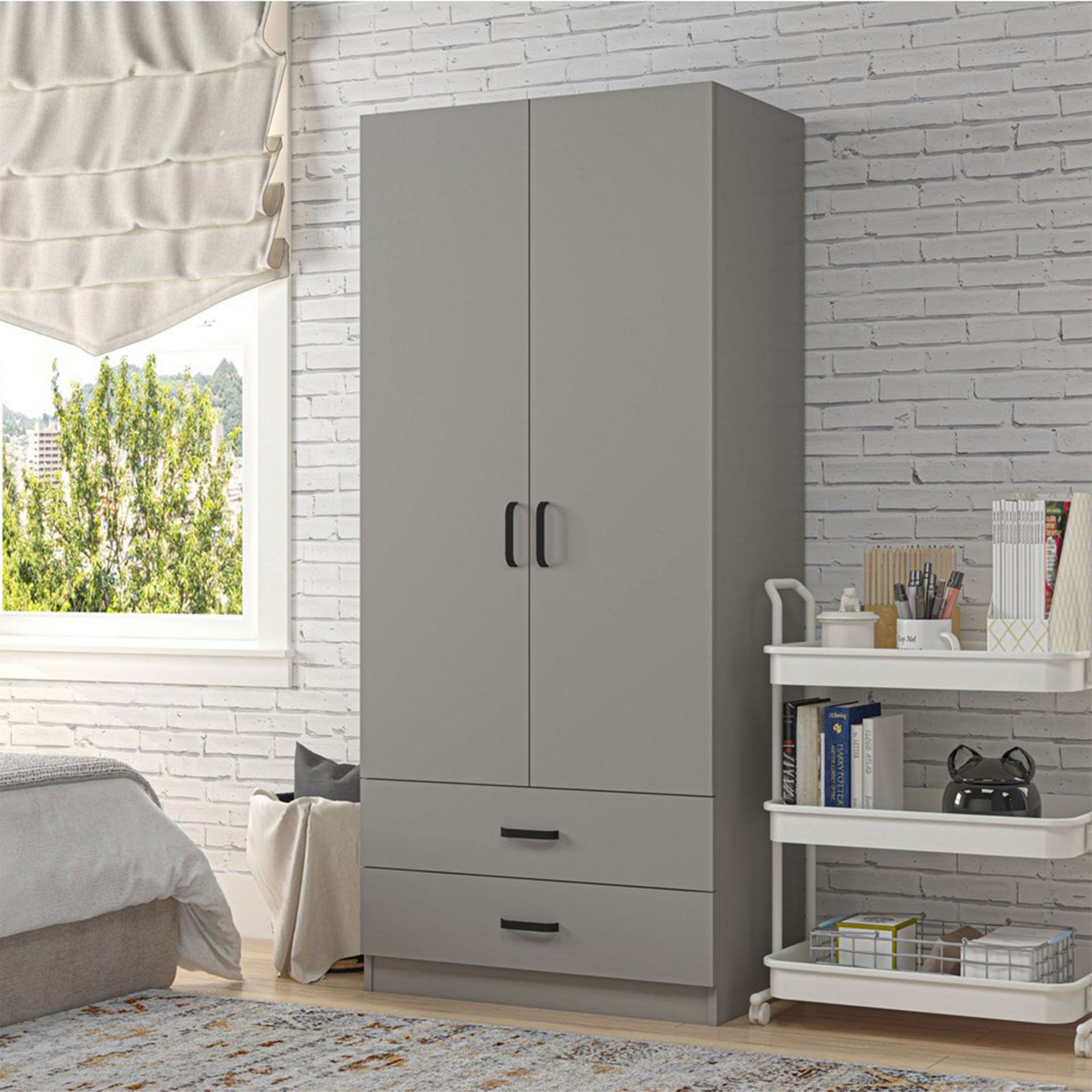 Guarda-Roupa – 80 cm x 182 cm x 47 cm – Cinza – MDF