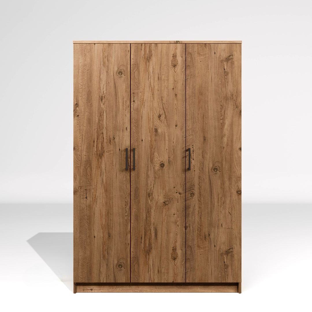 Guarda-roupa de MDF revestido de melamina – 120 cm x 180 cm x 51,8 cm – Pinheiro do Atlântico