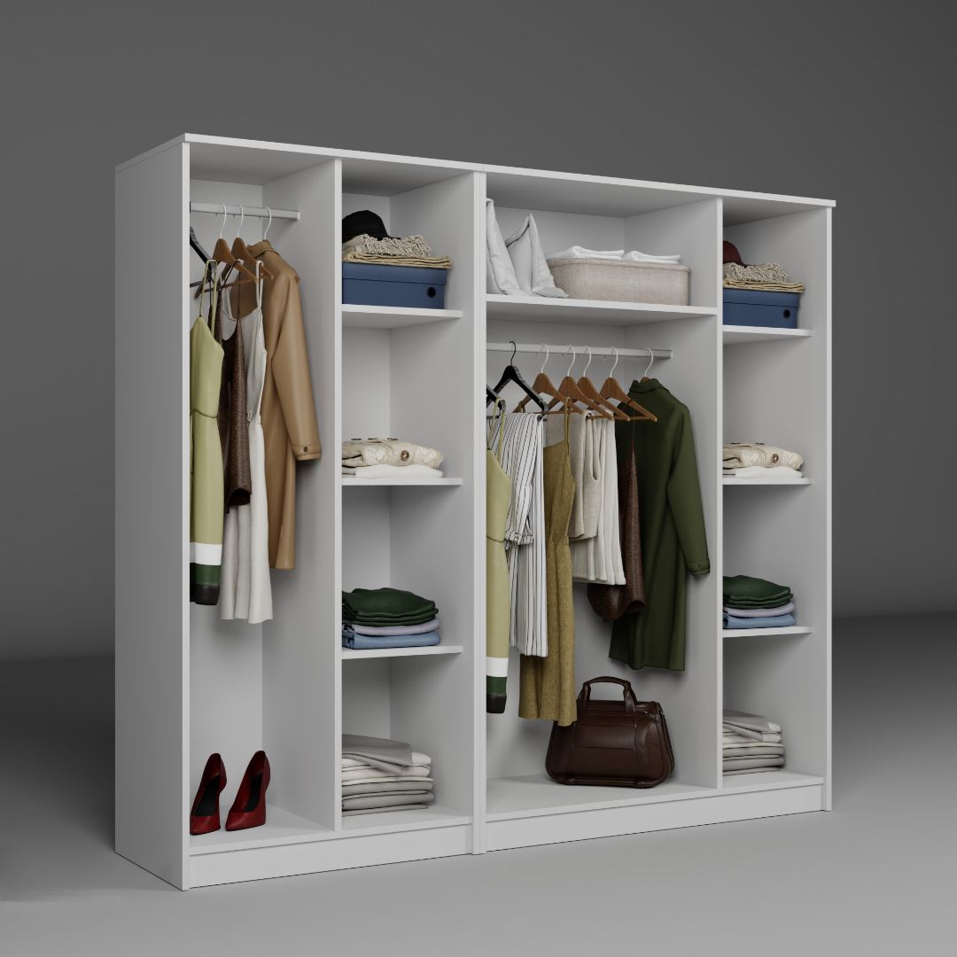 Guarda-roupa – 200 cm x 180 cm x 51,8 cm – Branco – MDF