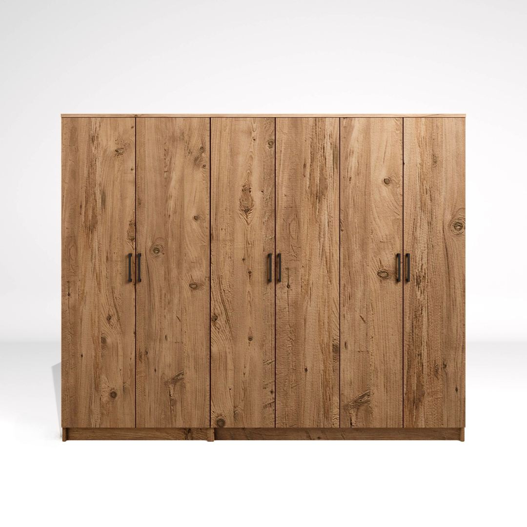 Guarda-roupa de MDF revestido de melamina – 220cm x 180cm x 51,8cm – Pinheiro Atlântico