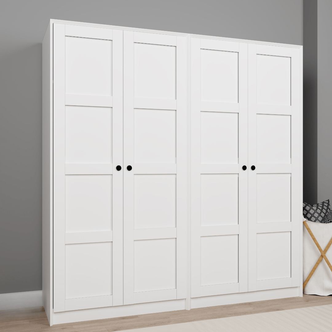 Guarda-roupa – 188x190x60 cm – Branco – Painel de partículas revestido de melamina