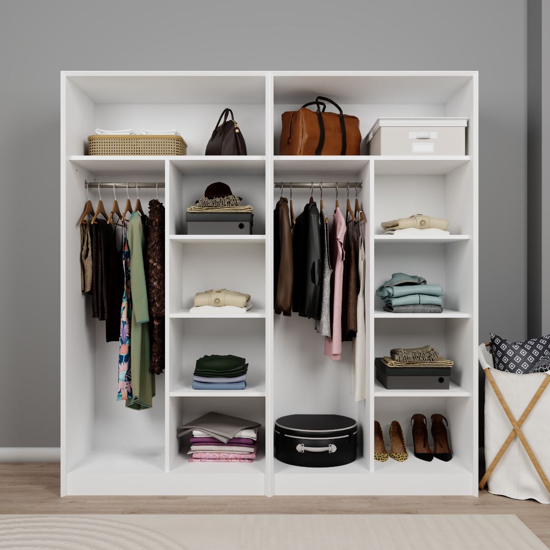 Guarda-roupa – 188x190x60 cm – Branco – Painel de partículas revestido de melamina