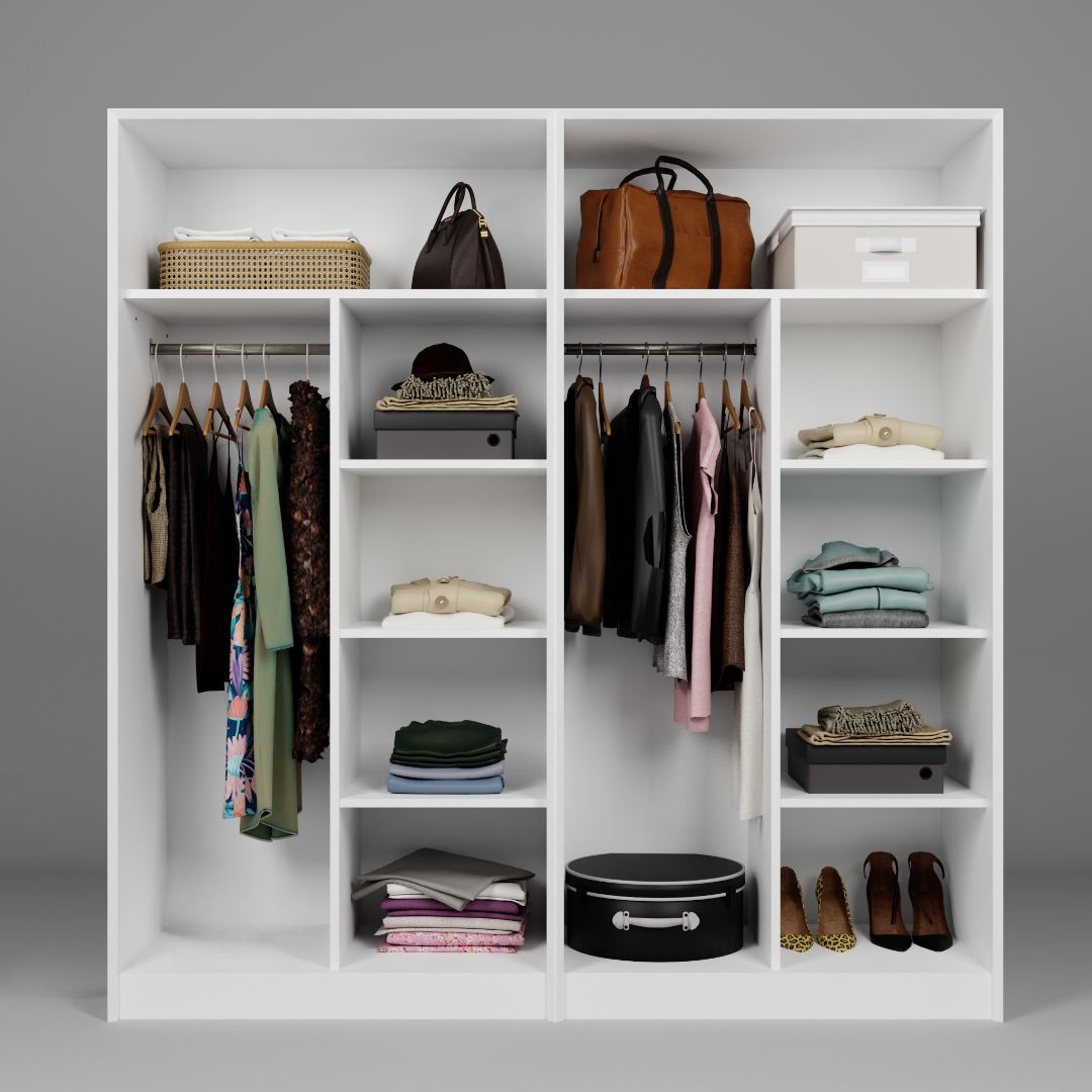 Guarda-roupa – 188x190x60 cm – Branco – Painel de partículas revestido de melamina