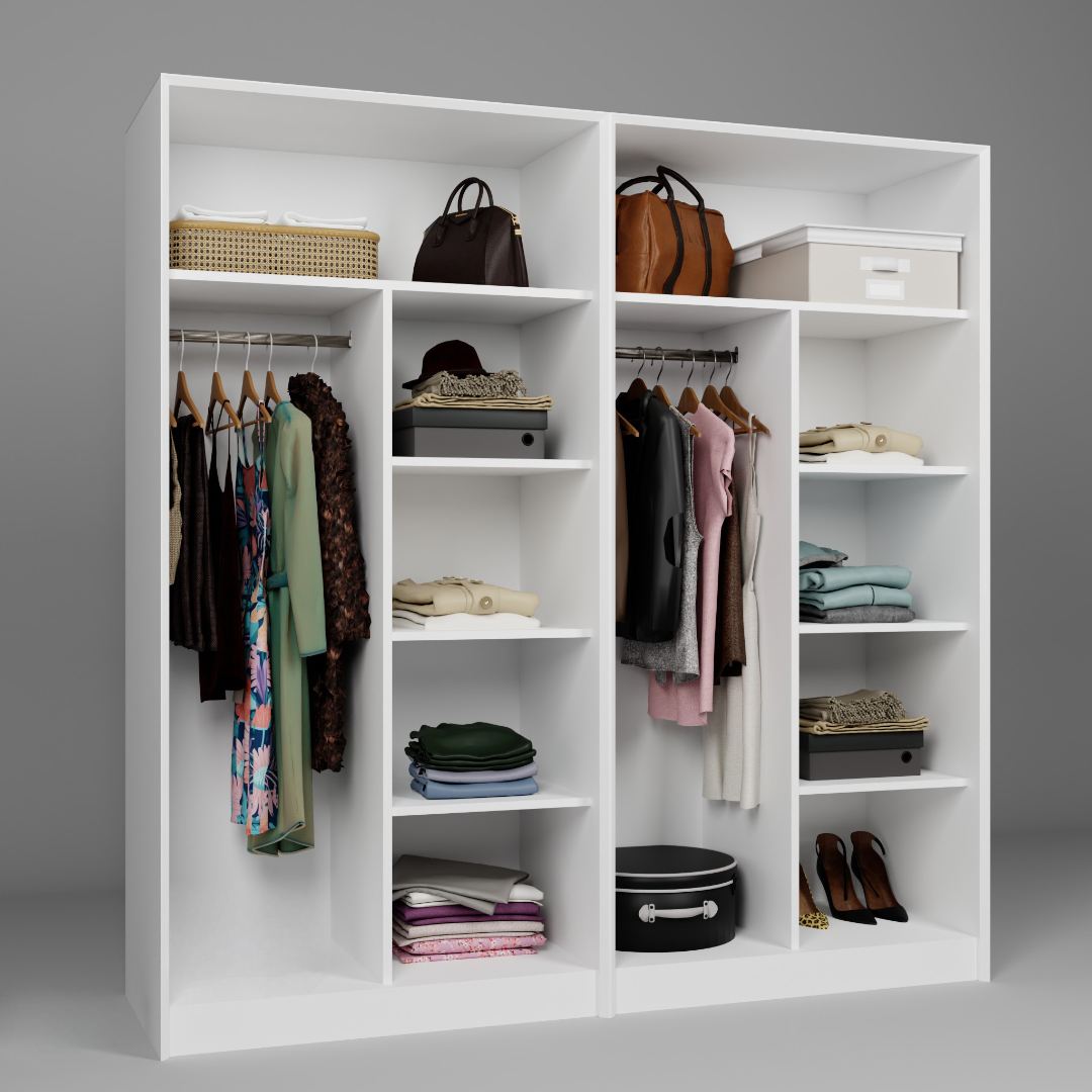 Guarda-roupa – 188x190x60 cm – Branco – Painel de partículas revestido de melamina