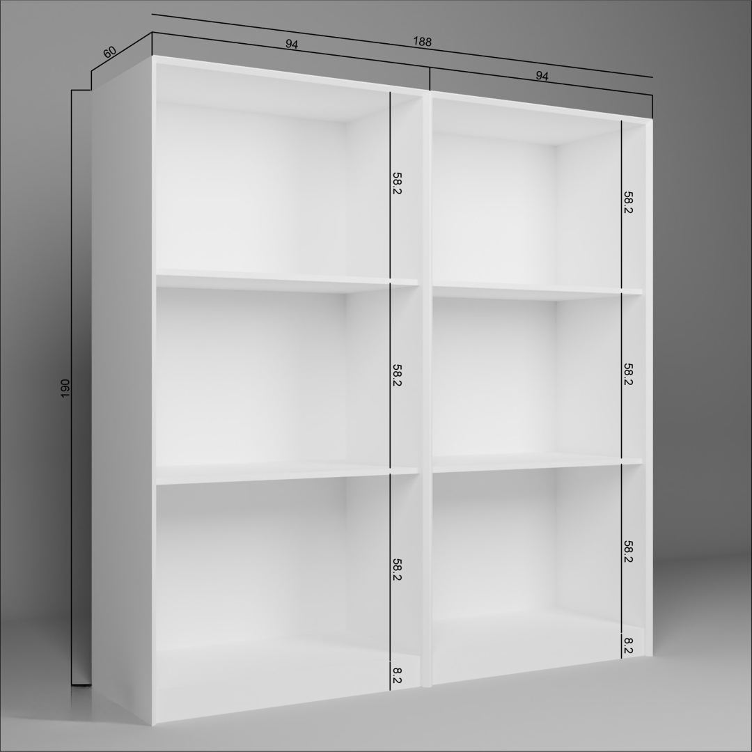 Guarda-roupa – 188cm x 190cm x 60cm – Branco – MDF