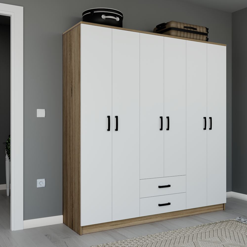 Guarda-roupa – 180 cm x 190 cm x 45 cm – Nogueira Clara – MDF