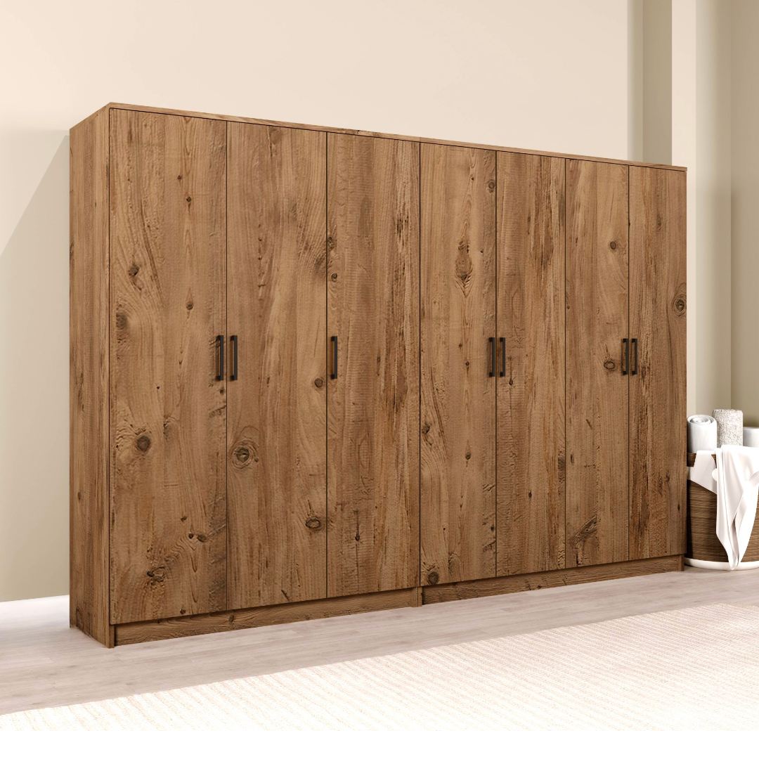 Guarda-roupa de Pinheiro do Atlântico – 280cm x 180cm x 51.8cm – Pinheiro do Atlântico – Painel de partículas revestido de melamina