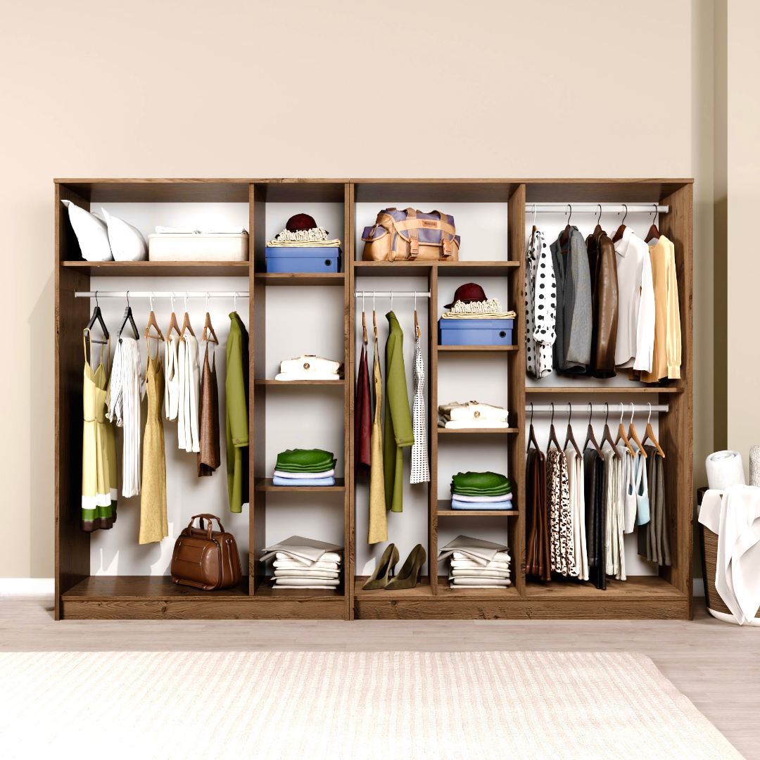 Guarda-roupa de Pinheiro do Atlântico – 280cm x 180cm x 51.8cm – Pinheiro do Atlântico – Painel de partículas revestido de melamina