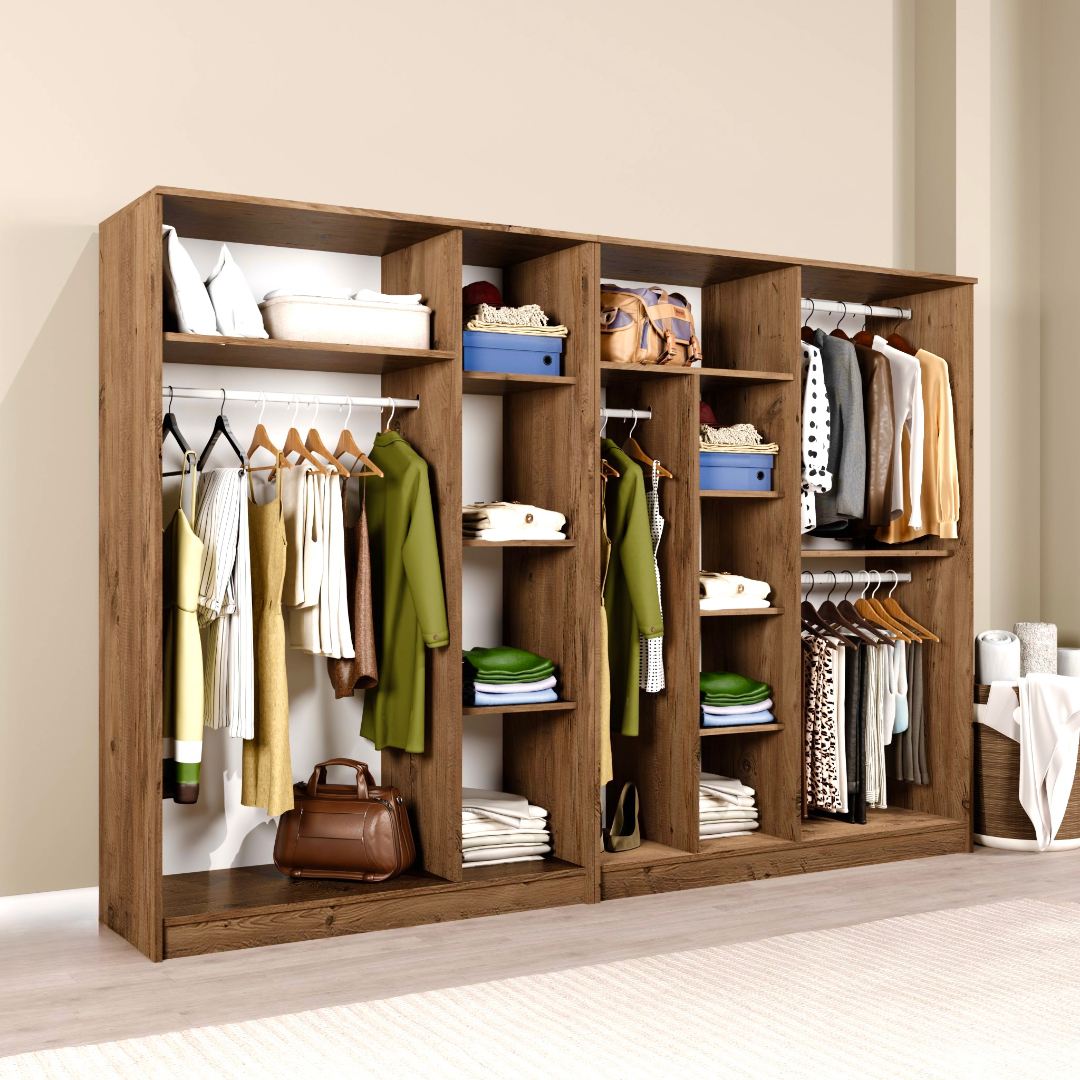 Guarda-roupa de Pinheiro do Atlântico – 280cm x 180cm x 51.8cm – Pinheiro do Atlântico – Painel de partículas revestido de melamina