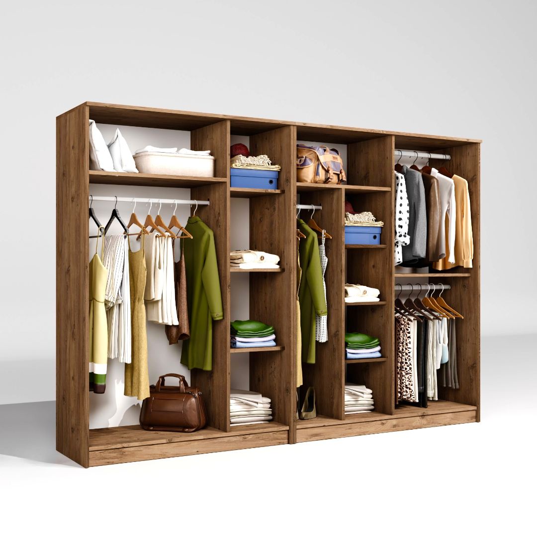 Guarda-roupa de Pinheiro do Atlântico – 280cm x 180cm x 51.8cm – Pinheiro do Atlântico – Painel de partículas revestido de melamina