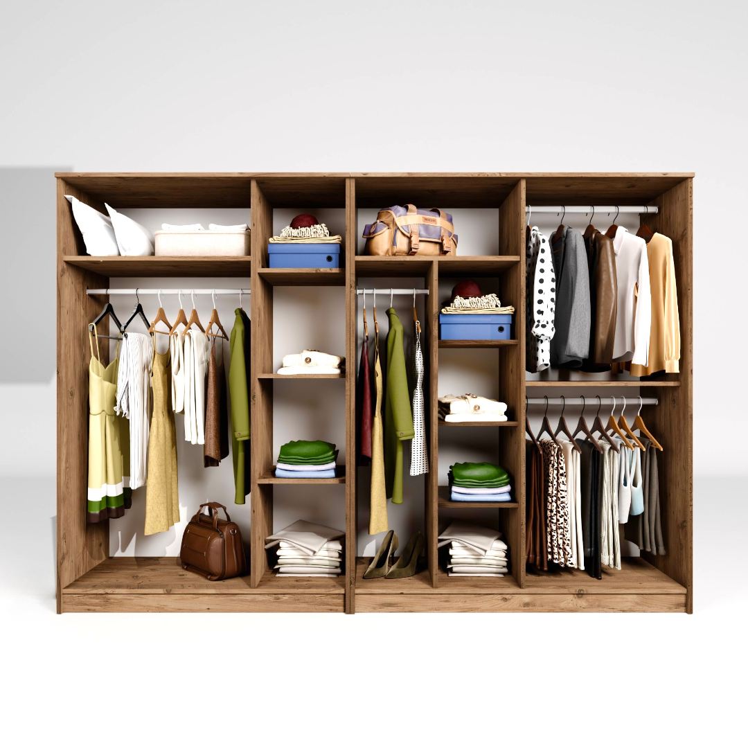 Guarda-roupa de Pinheiro do Atlântico – 280cm x 180cm x 51.8cm – Pinheiro do Atlântico – Painel de partículas revestido de melamina