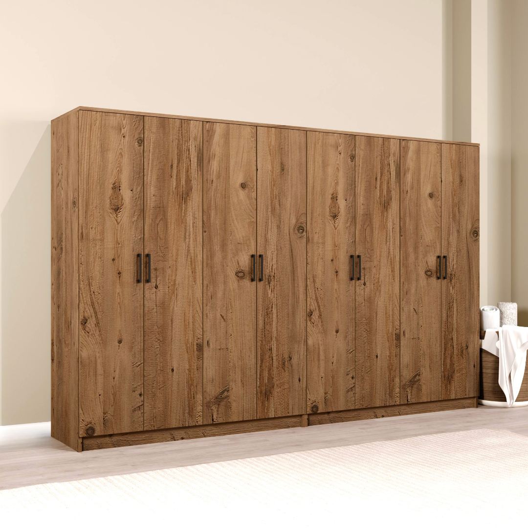 Guarda-roupa de MDF revestido de melamina – 280cm x 180cm x 51,8cm – Pinheiro Atlântico