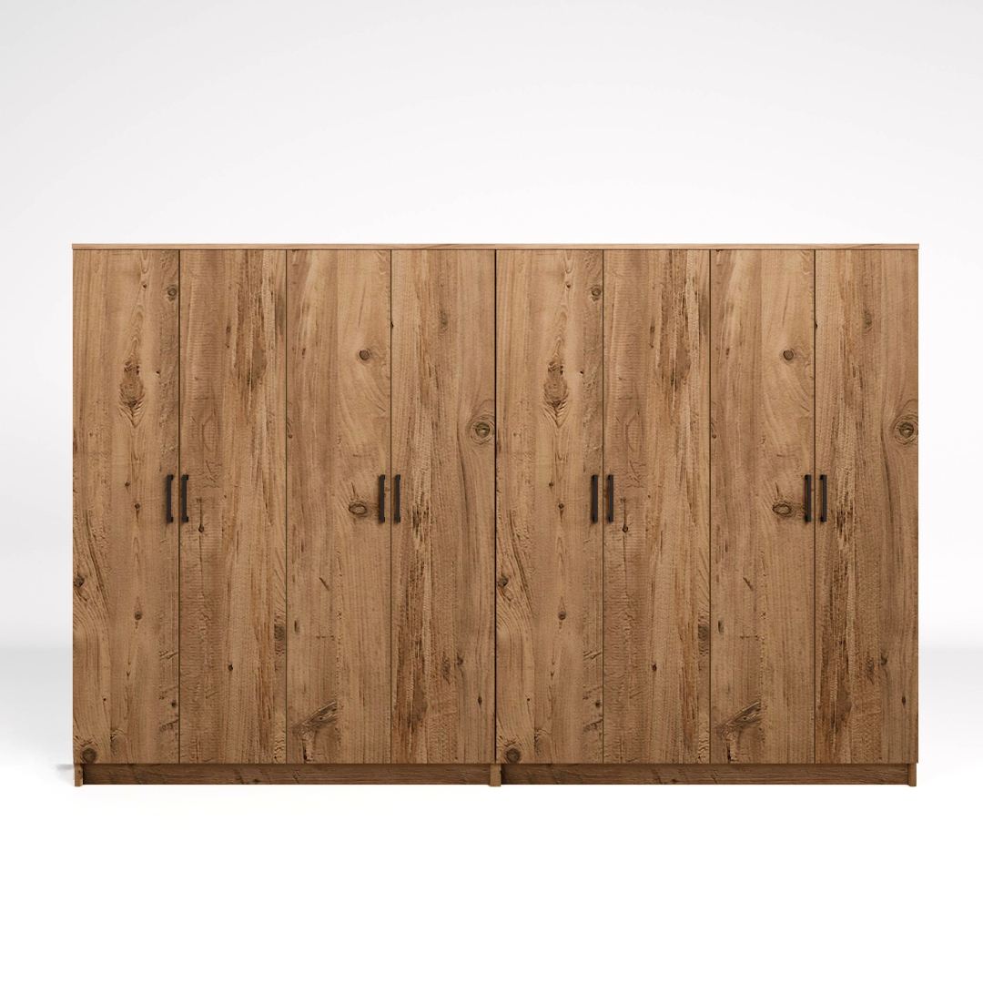 Guarda-roupa de MDF revestido de melamina – 280cm x 180cm x 51,8cm – Pinheiro Atlântico