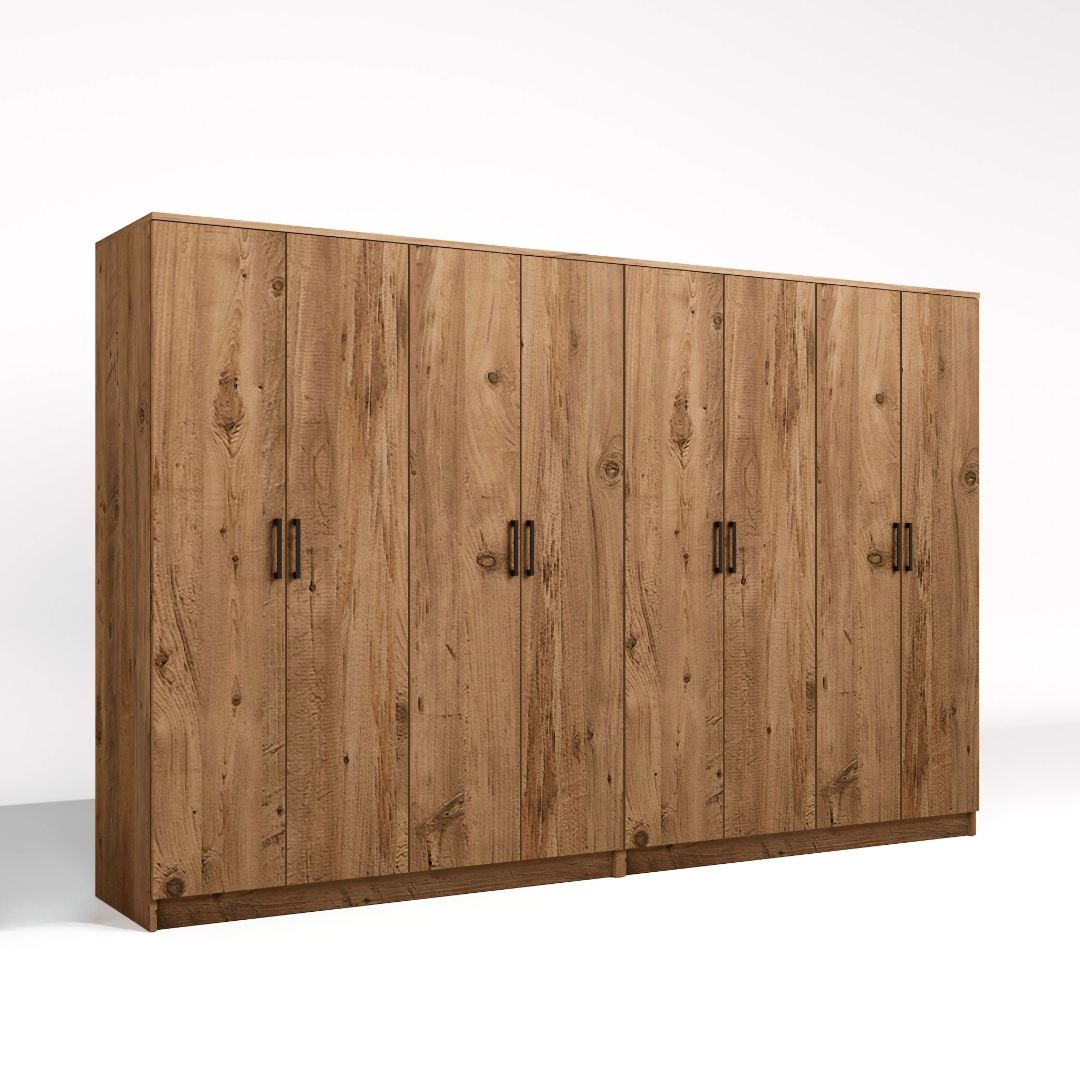 Guarda-roupa de MDF revestido de melamina – 280cm x 180cm x 51,8cm – Pinheiro Atlântico