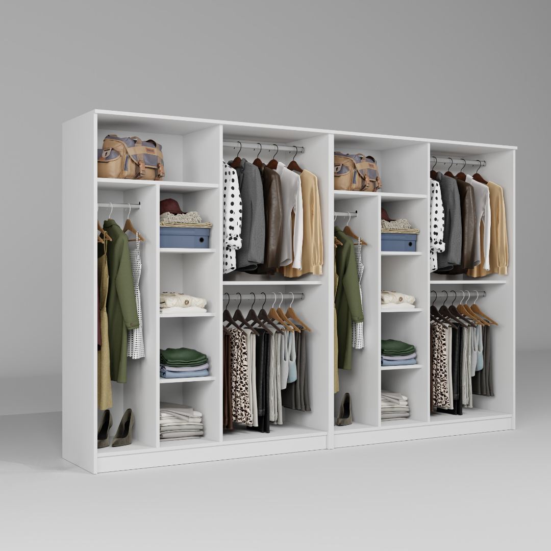 Guarda-roupa – 280 cm x 180 cm x 51,8 cm – Branco – MDF