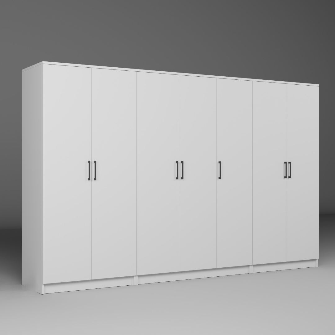 Guarda-roupa de MDF revestido de melamina – 280 cm x 180 cm x 51,8 cm – Branco