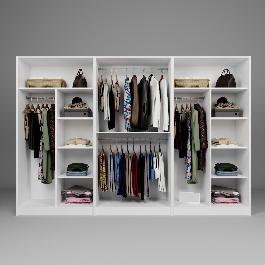 Guarda-roupa – 280 cm x 190 cm x 60 cm – Branco – MDF