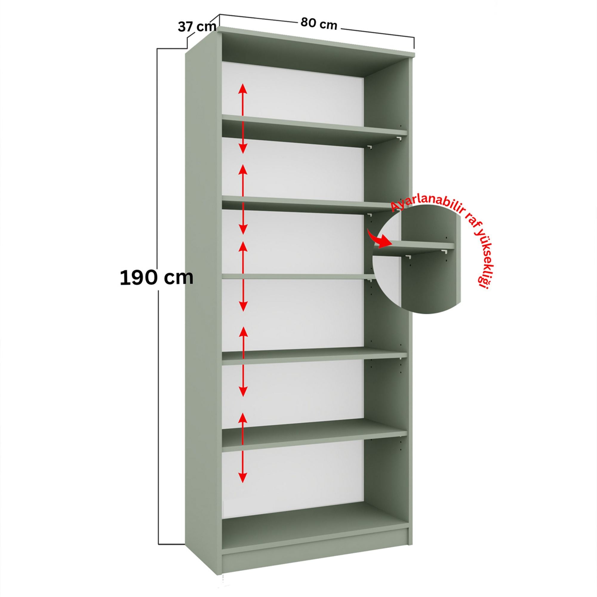 Armário Multiuso – 80cm x 190cm x 37cm – Verde – MDF Revestido de Melamina
