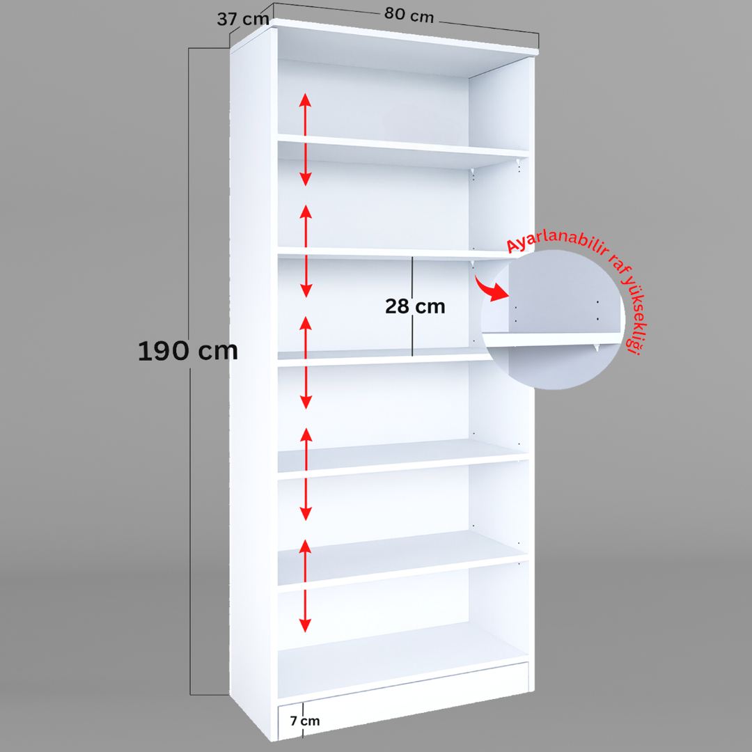Armário Multiuso – 80 cm x 190 cm x 37 cm – Branco – MDF