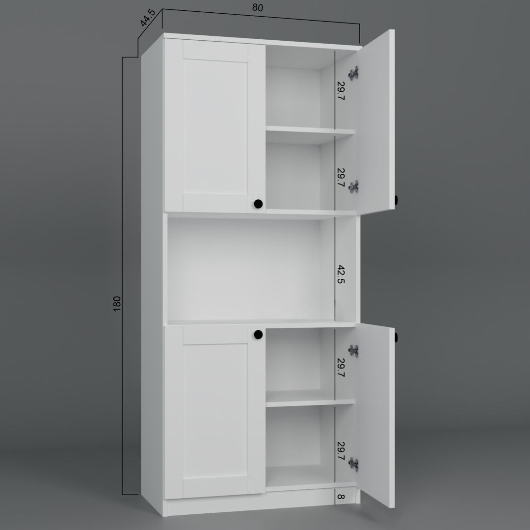 Armário Multiuso – 80cm x 180cm x 44,5cm – Branco – MDF