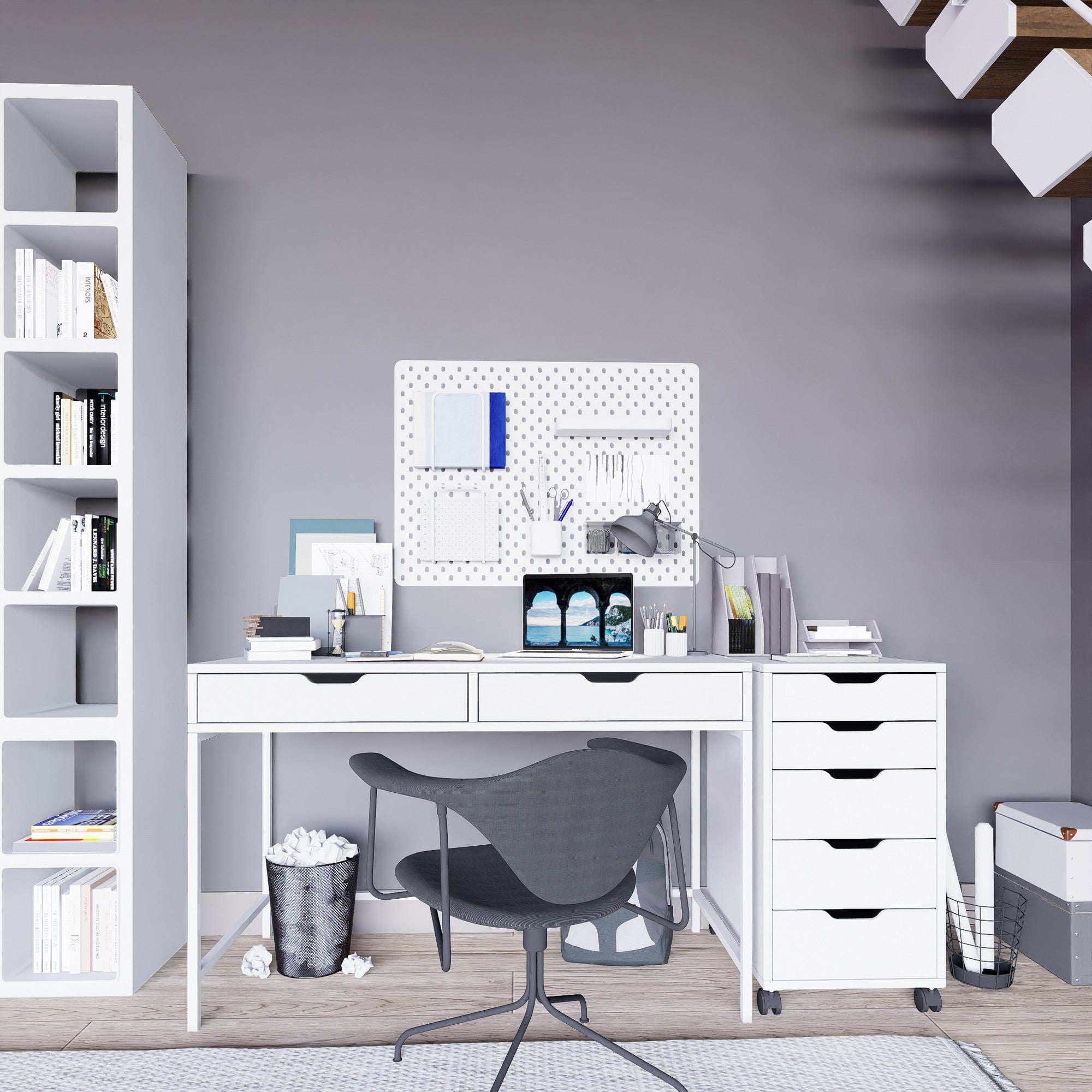 Secretária de Estudo – 120 cm x 77,4 cm x 55 cm – Branco – Painel de partículas revestido a melamina