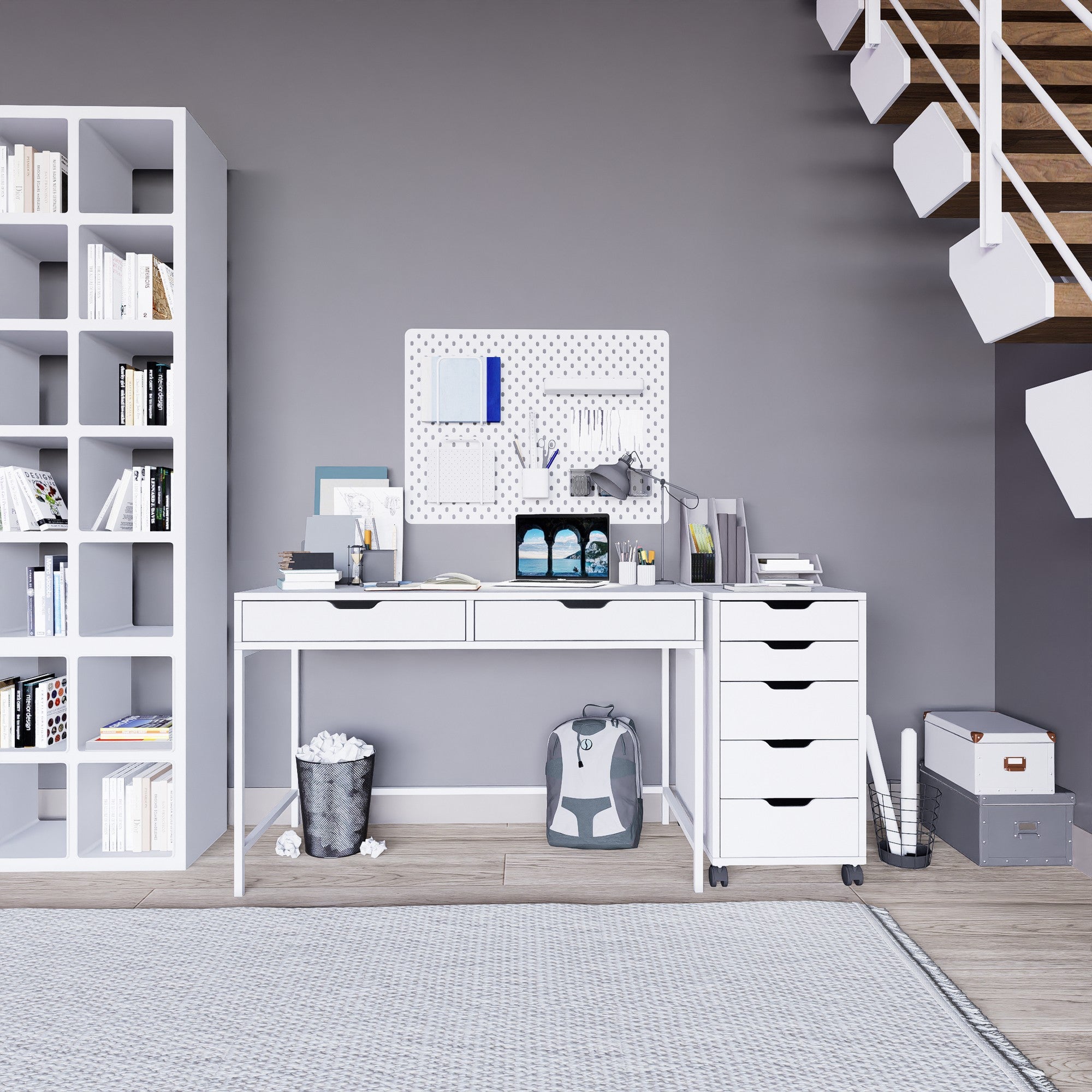 Secretária de Estudo – 120 cm x 77,4 cm x 55 cm – Branco – Painel de partículas revestido a melamina
