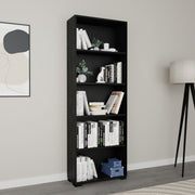 Estante de livros – Largura: 64 cm – Altura: 182 cm – Profundidade: 25 cm – Cor: Preto – Material: MDF