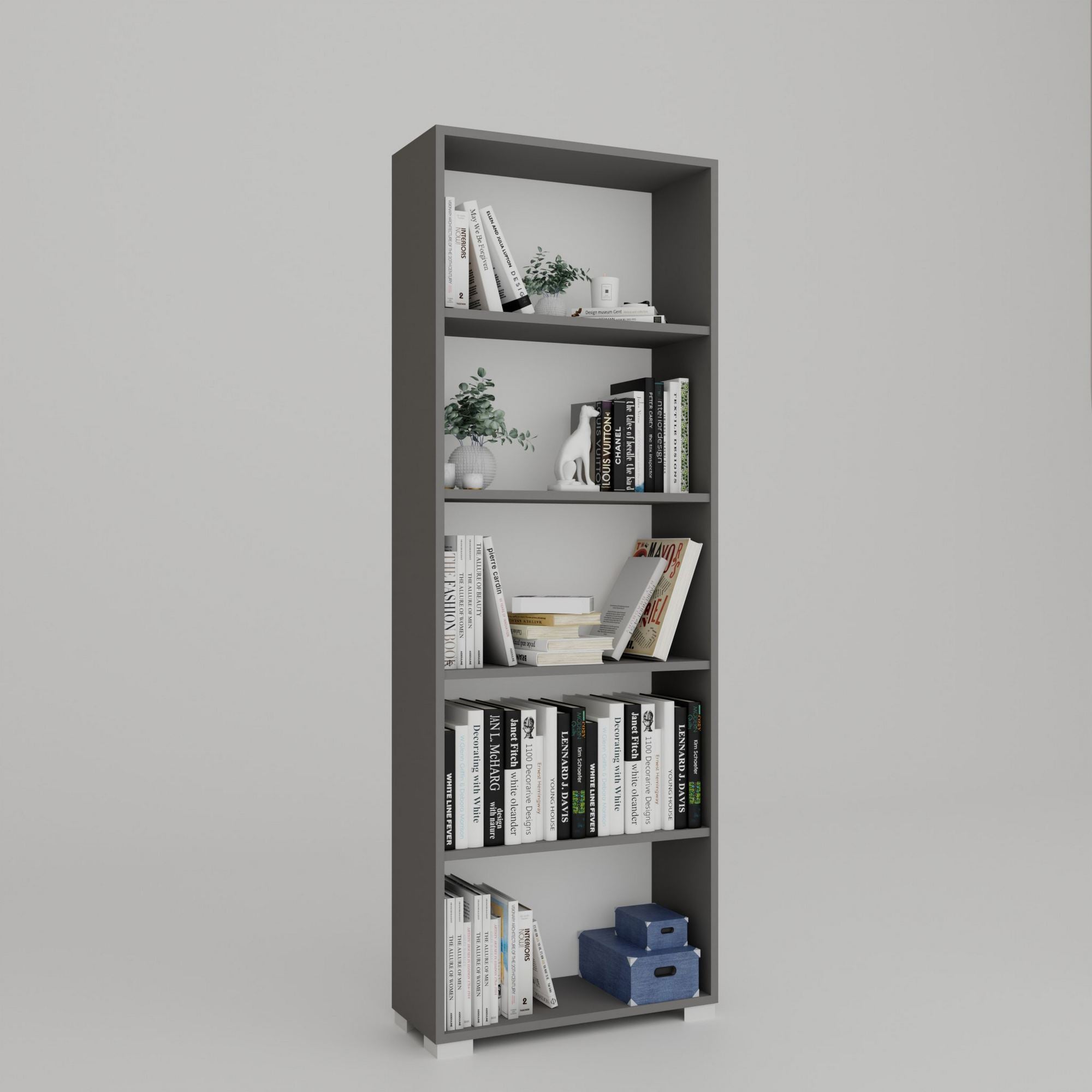 Estante de livros – 64 cm x 182 cm x 25 cm – Cinza – MDF