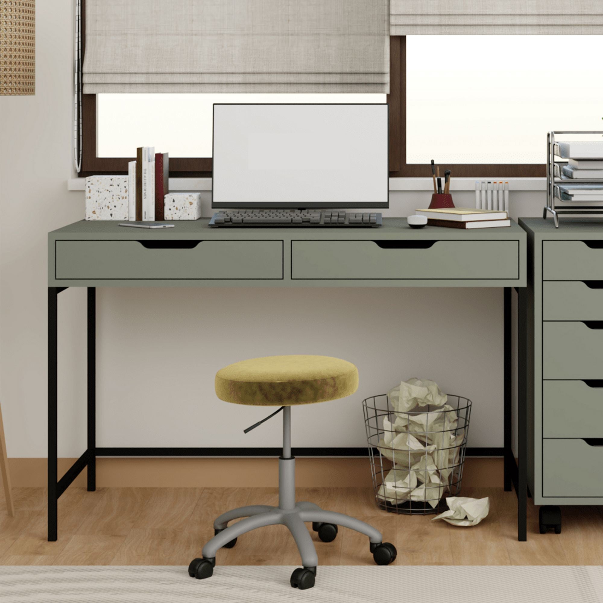 Secretária de Estudo – 120cm x 77,4cm x 55cm – Verde – MDF