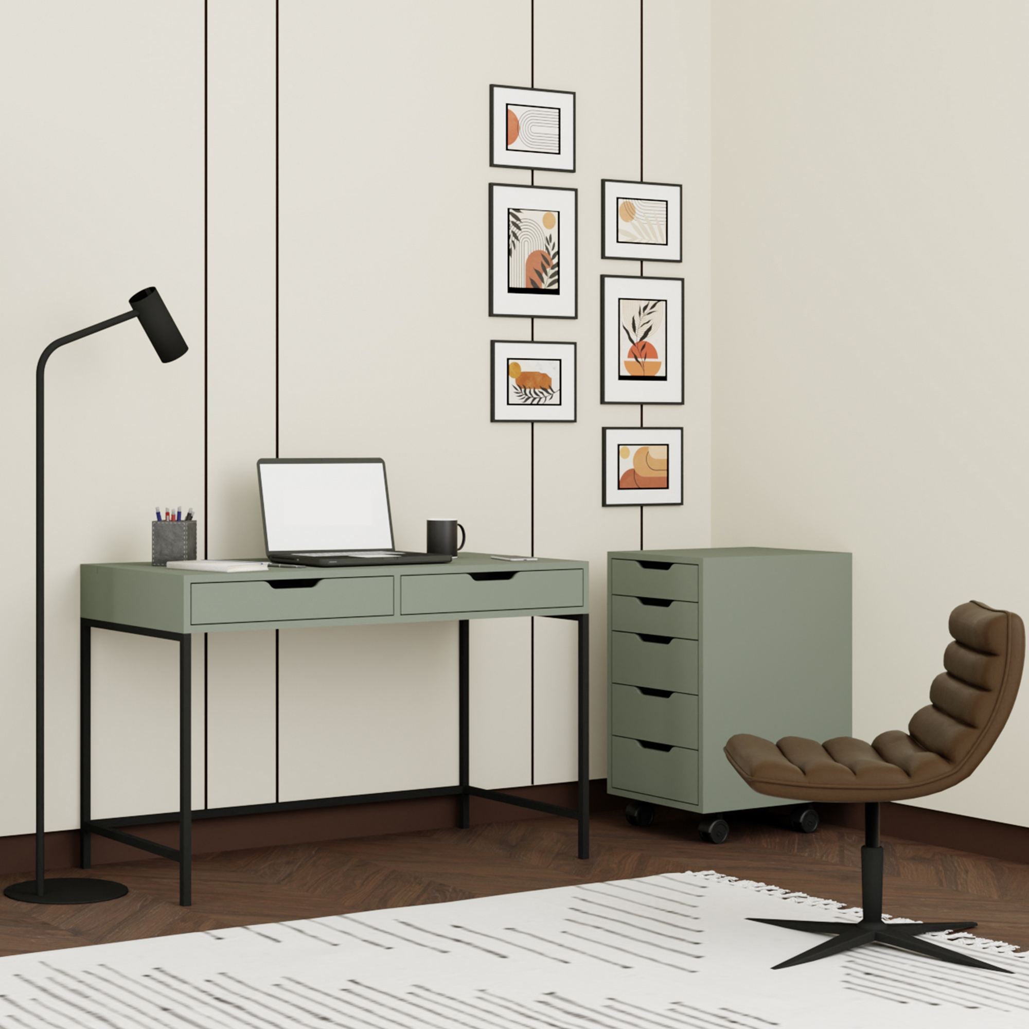 Secretária – 120cm x 77,4cm x 55cm – Verde – MDF