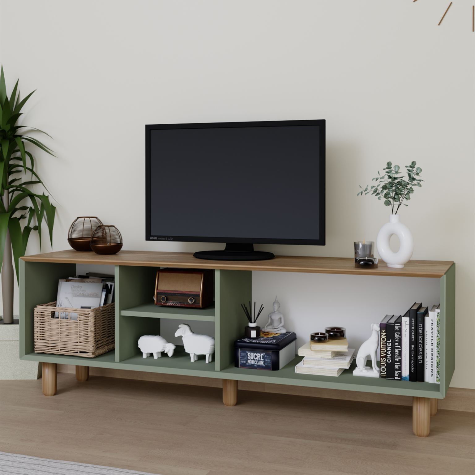 Móvel de TV – 160 cm x 56 cm x 40 cm – Verde – MDF