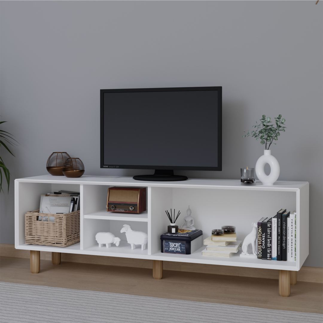 Móvel de TV – 160cm – Branco – Aglomerado revestido de melamina