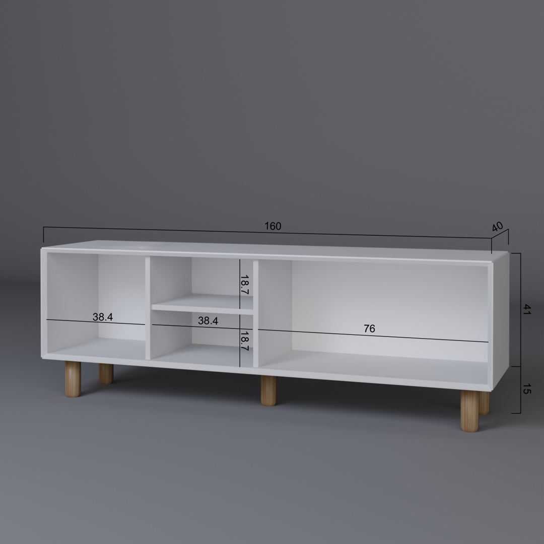 Móvel de TV – 160cm – Branco – Aglomerado revestido de melamina