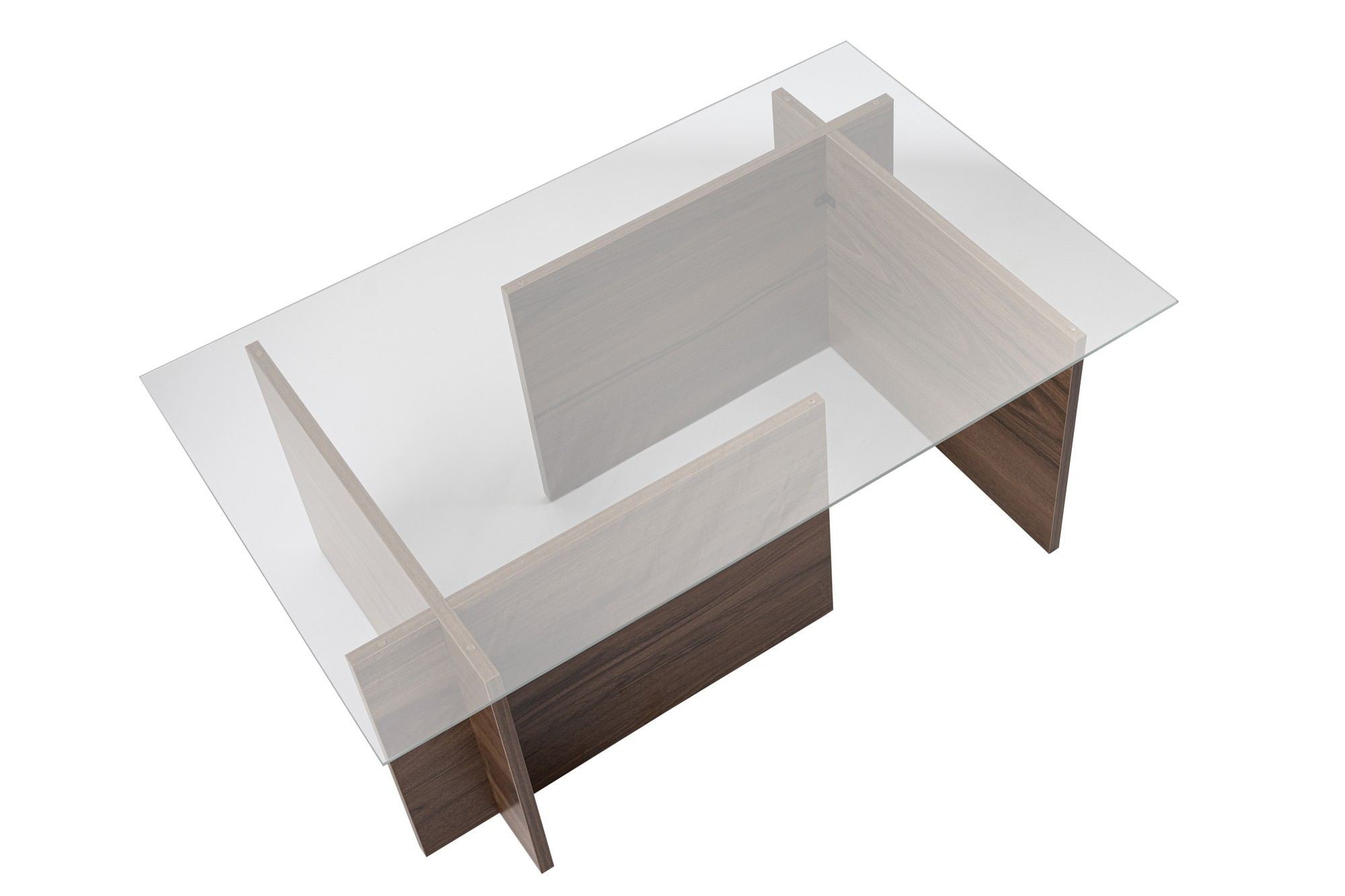 Mesa de Centro Elegante, Acabamento em Nogueira, 105 x 65 x 40 cm | Tampo 100% Vidro Temperado, Estrutura com Revestimento em Melamina de 18 mm de Espessura | Perfeita para Salas de Estar Modernas