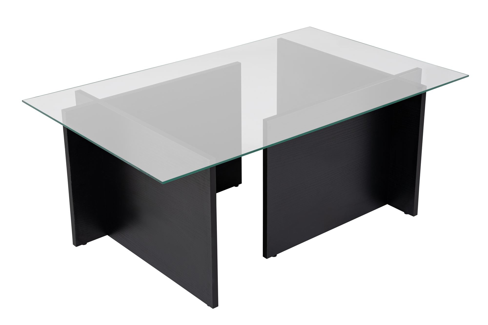 Mesa de Centro Elegante, Acabamento em Madeira Preta, 105 x 40 x 65 cm | Tampo 100% Vidro Temperado, Estrutura com Revestimento em Melamina de 18 mm de Espessura | Design Moderno para Sala de Estar