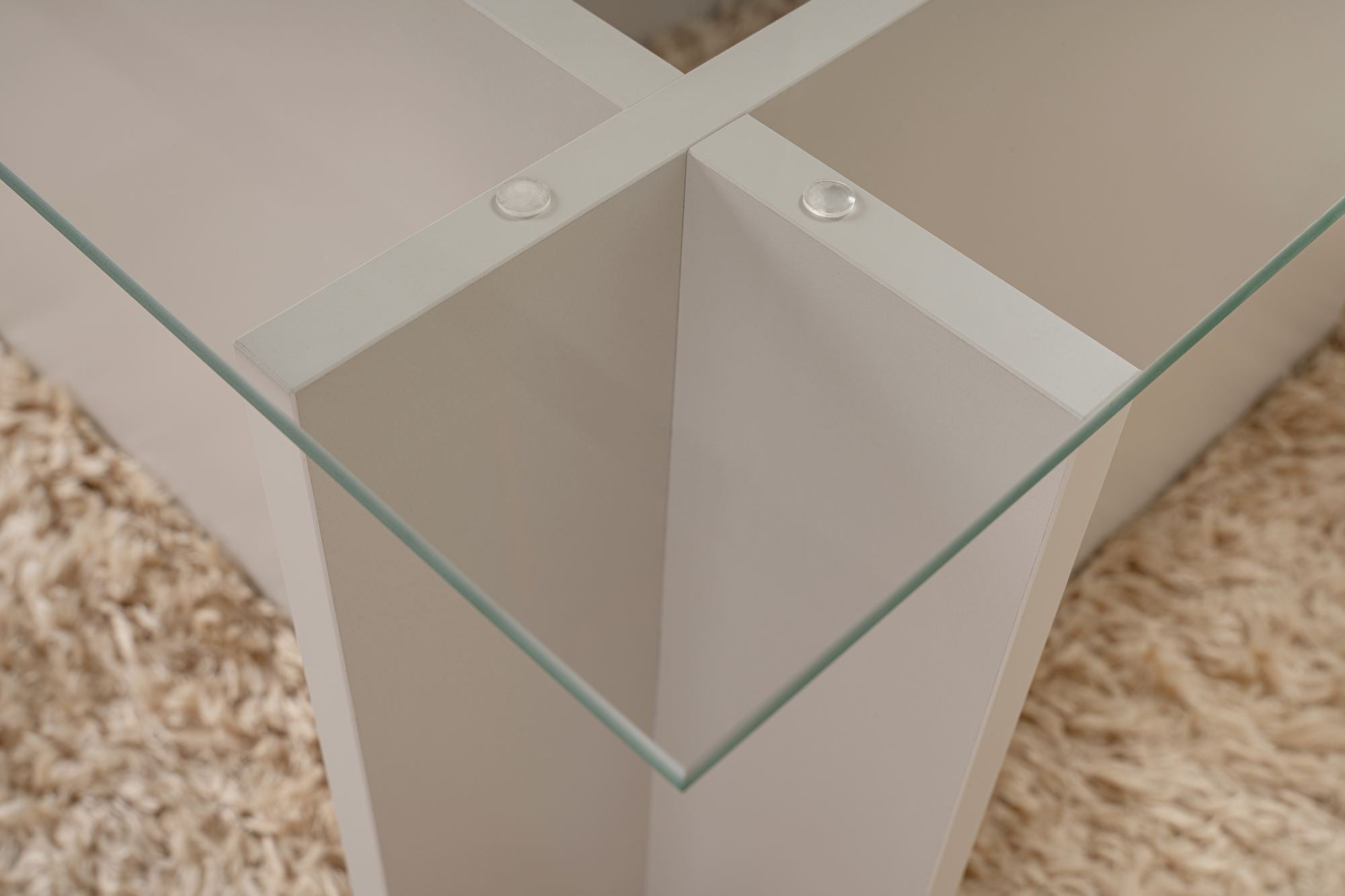Mesa de Centro Cinza Elegante, 105 x 65 x 40 cm | Tampo 100% Vidro Temperado, Estrutura 100% Aglomerado Revestido em Melamina, 18 mm de Espessura | Design Moderno para Sala de Estar