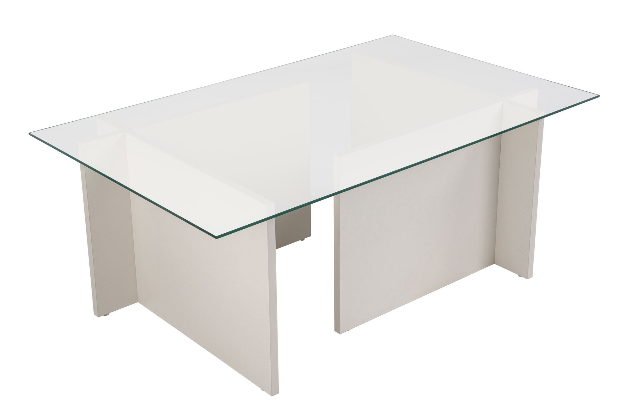 Mesa de Centro Elegante, 105 cm x 40 cm x 65 cm | Tampo 100% Vidro Temperado, Estrutura 100% Aglomerado Revestido com Melamina | Acabamento Branco Elegante para Espaços Modernos