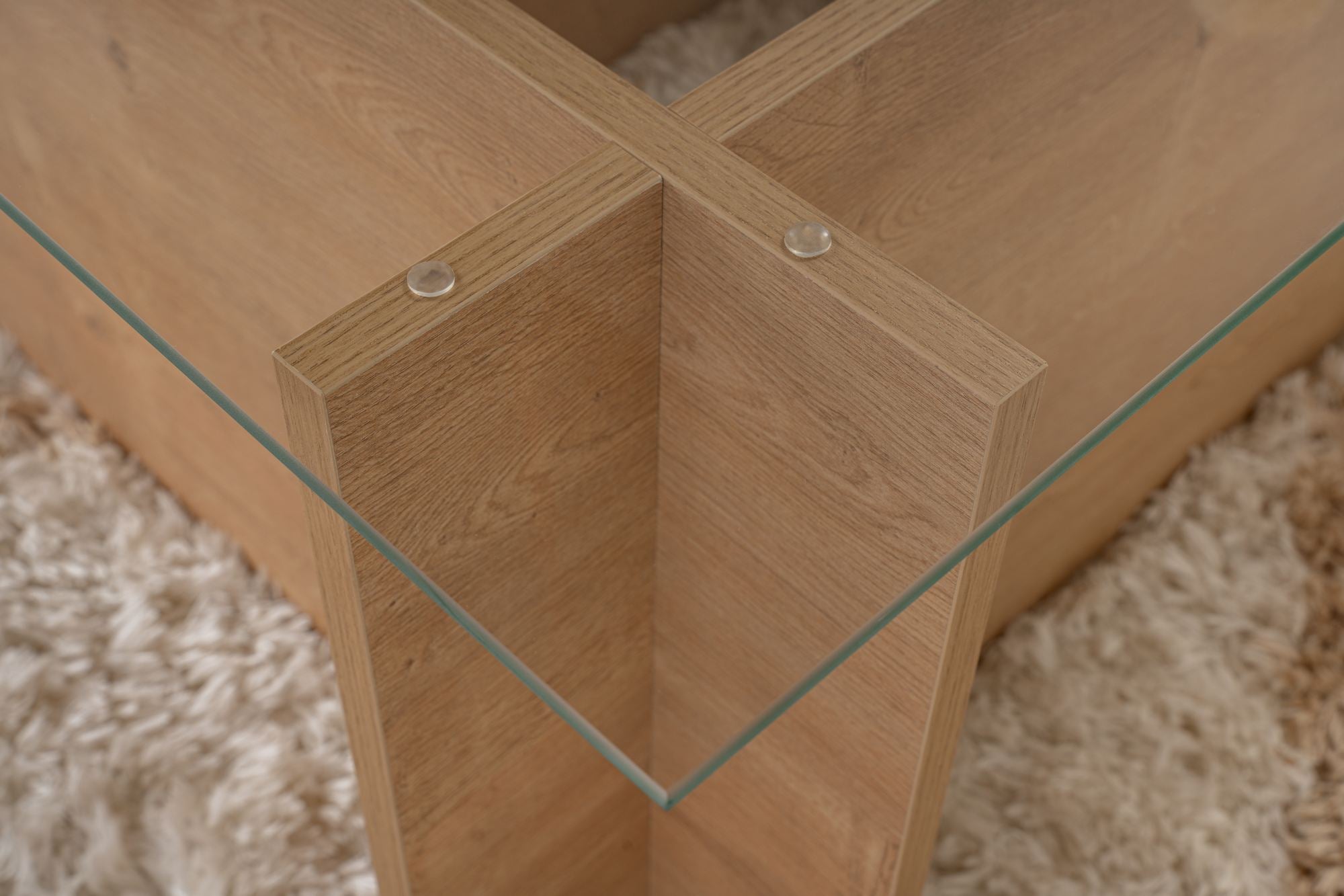 Mesa de Centro Elegante, Carvalho Mel, 105 x 65 x 40 cm | Tampo 100% Vidro Temperado, Estrutura com Revestimento em Melamina de 18 mm | Perfeita para Salas de Estar Modernas