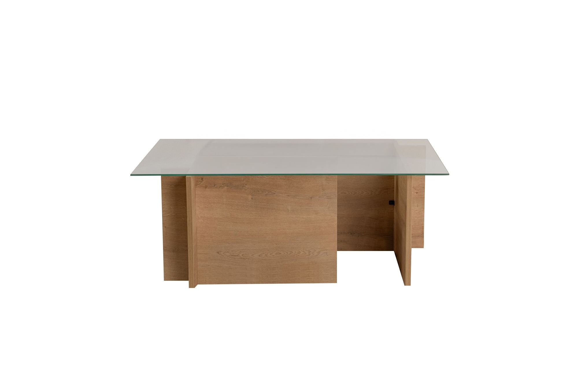Mesa de Centro Elegante, Carvalho Mel, 105 x 65 x 40 cm | Tampo 100% Vidro Temperado, Estrutura com Revestimento em Melamina de 18 mm | Perfeita para Salas de Estar Modernas