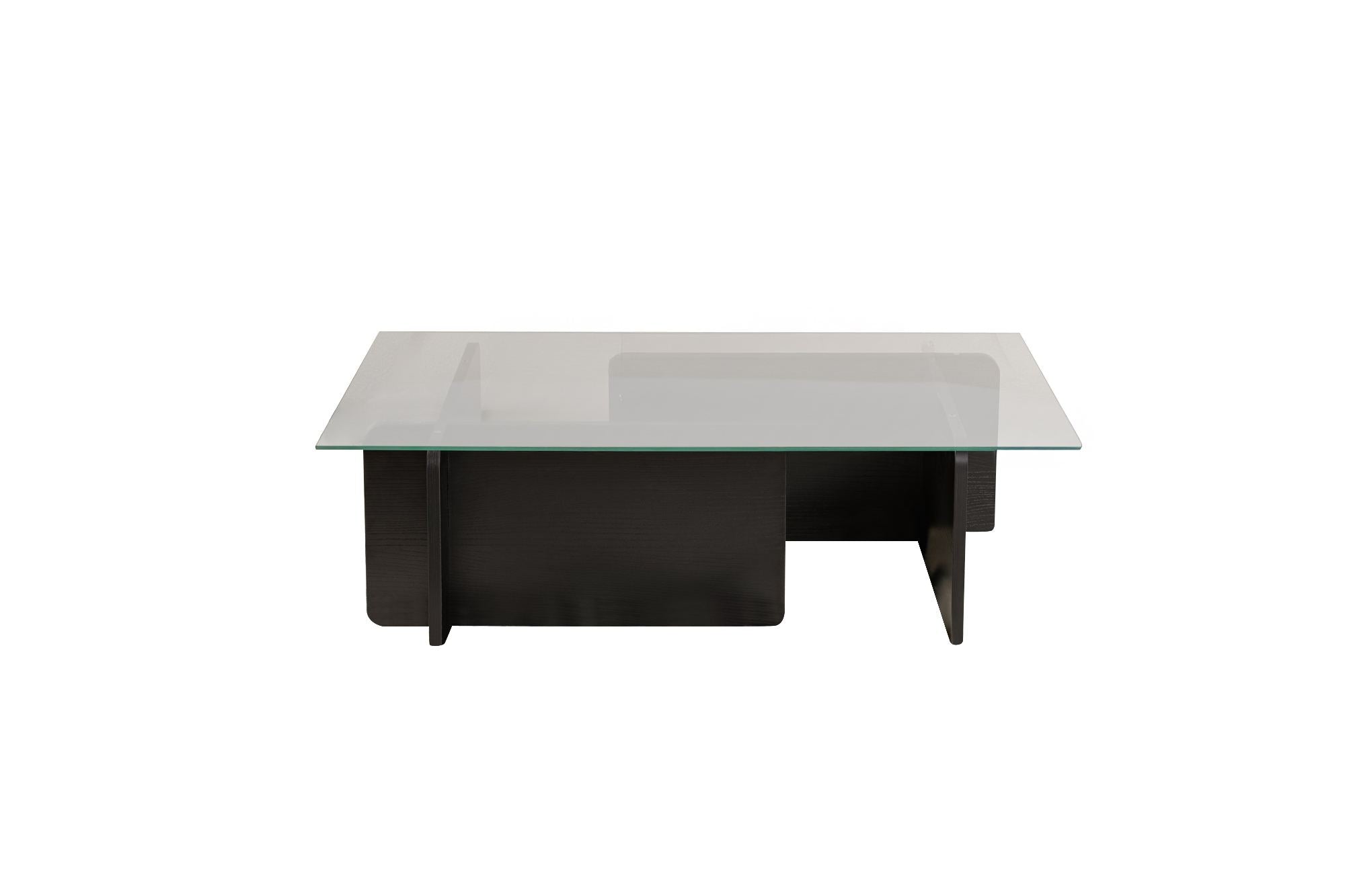 Mesa de Centro Elegante, Acabamento em Madeira Preta, 105 x 30 x 65 cm | Tampo 100% Vidro Temperado, Estrutura com Revestimento em Melamina de 18 mm de Espessura | Design Moderno e Elegante