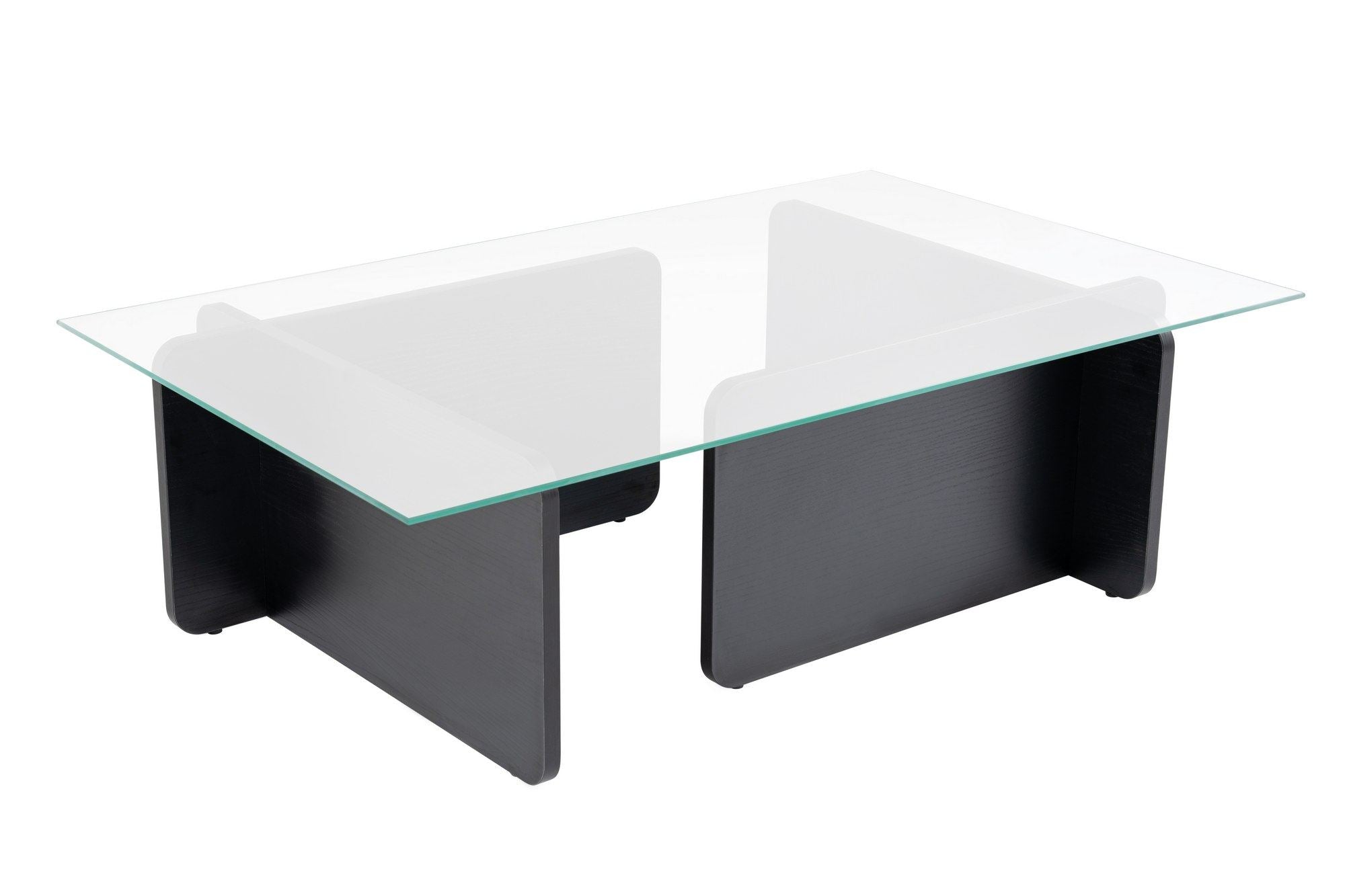 Mesa de Centro Elegante, Acabamento em Madeira Preta, 105 x 30 x 65 cm | Tampo 100% Vidro Temperado, Estrutura com Revestimento em Melamina de 18 mm de Espessura | Design Moderno e Elegante