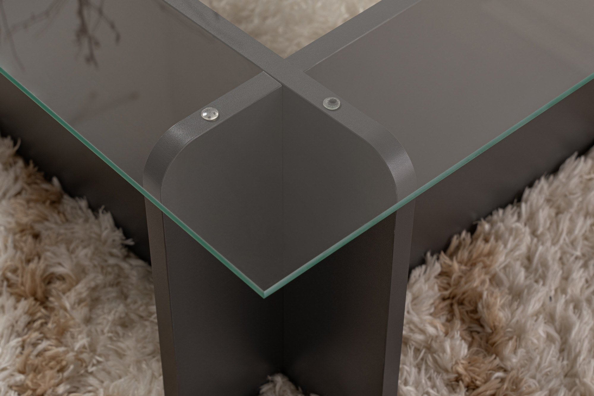 Mesa de Centro Elegante, Antracite, 105 x 30 x 65 cm | Tampo 100% Vidro Temperado, Estrutura 100% Aglomerado Revestido com Melamina, Design Durável e Moderno